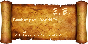Bamberger Botár névjegykártya